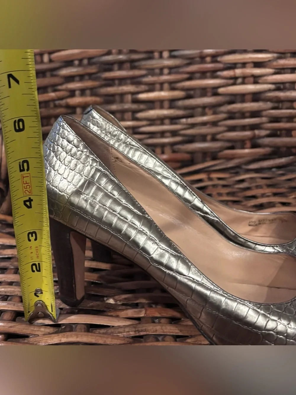 Cole Haan Women's Gold Metallic Peep Toe Heels in size 8.5